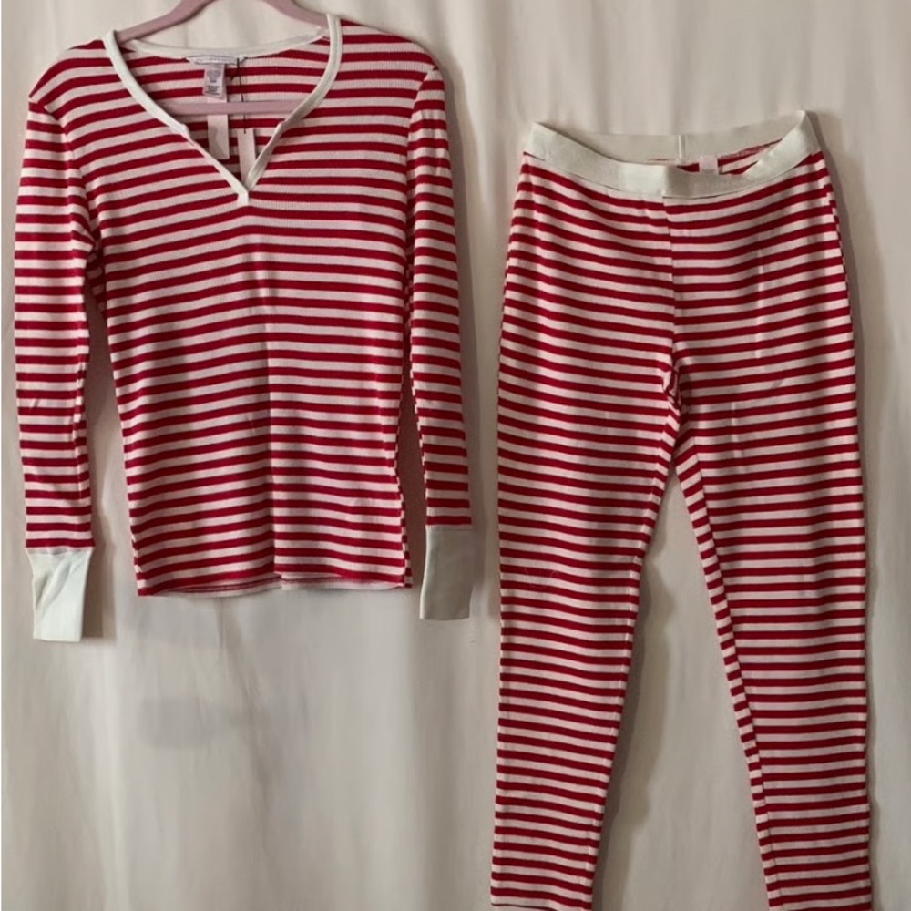 Victoria's Secret Red and White Striped Kids Pajama Set